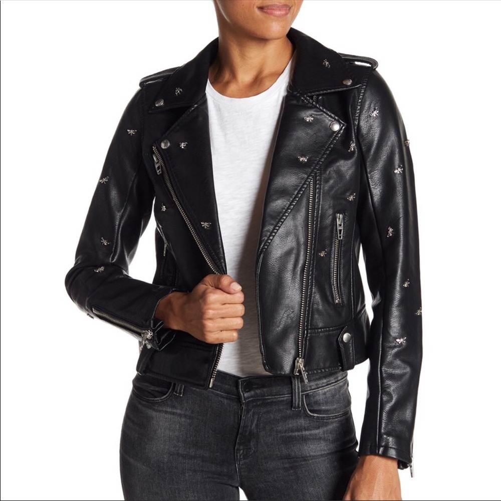 RARE BLANKNYC DRAGONFLY FAUX LEATHER BIKER JACKET